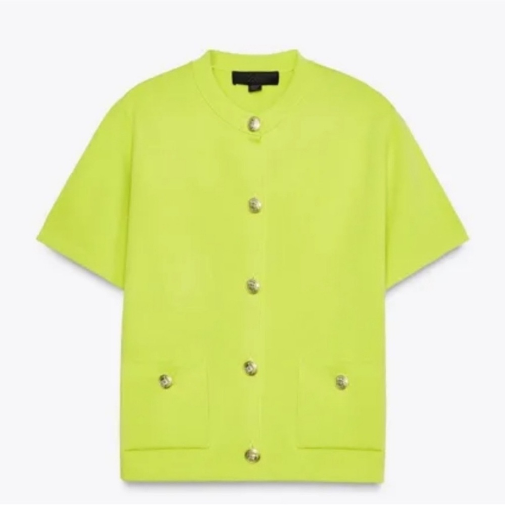Zara Neon Yellow Button Down Shirt